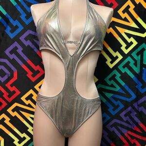 NWT SKIMS Silver Metallic Monokini